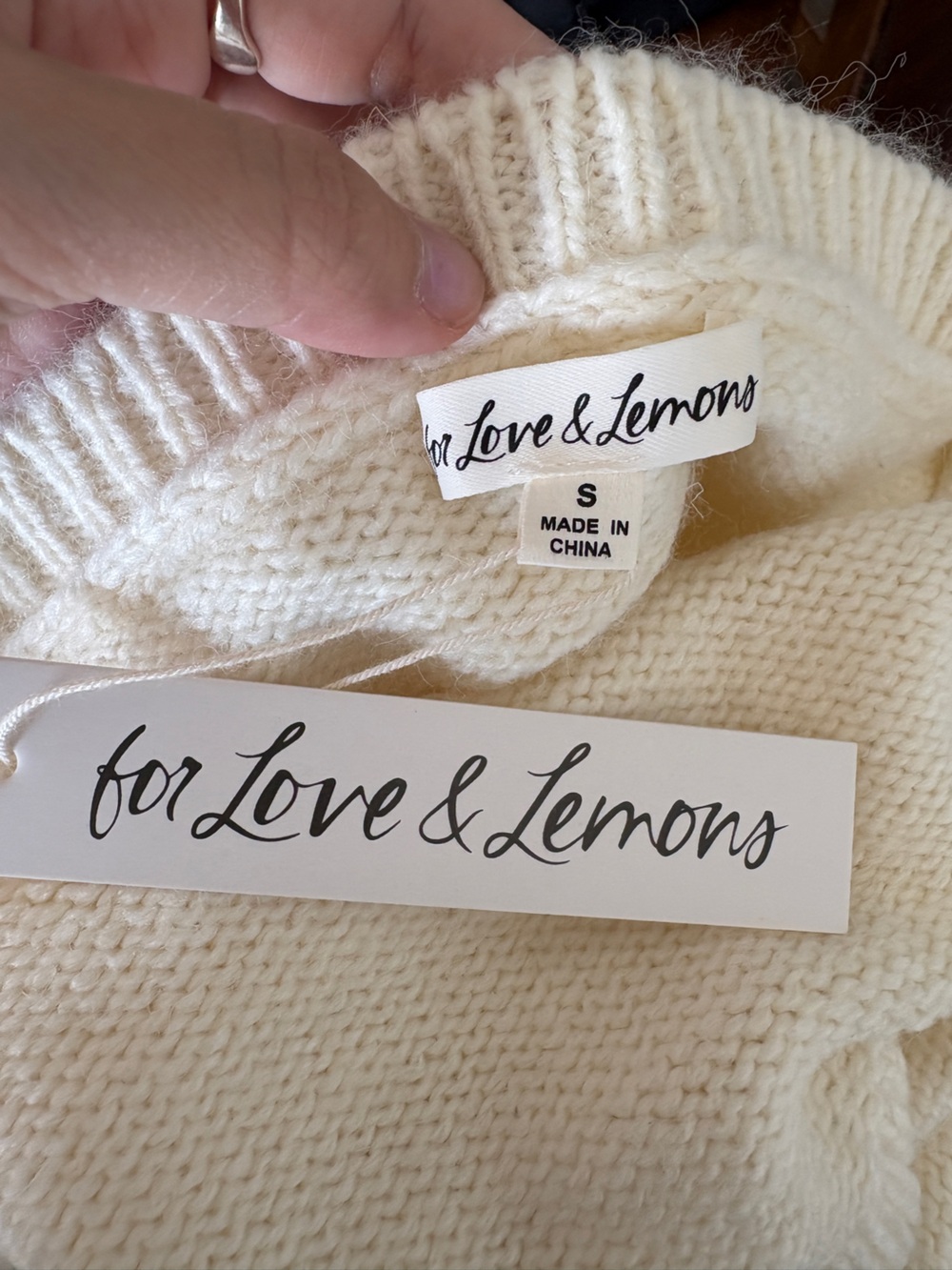 $229 New For Love And Lemons “Aster” V-Neck Cardigan in Cream Sz Small - Picture 4 of 13